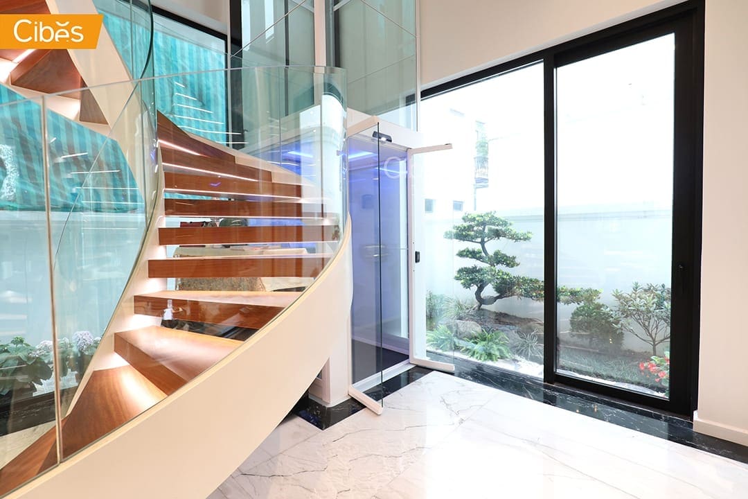 Cibes lift ลิฟท์บ้านลิฟท์กระจกกลางบันไดวน 2 Cibes lift ลิฟท์บ้านลิฟท์กระจกกลางบันไดวน 2
