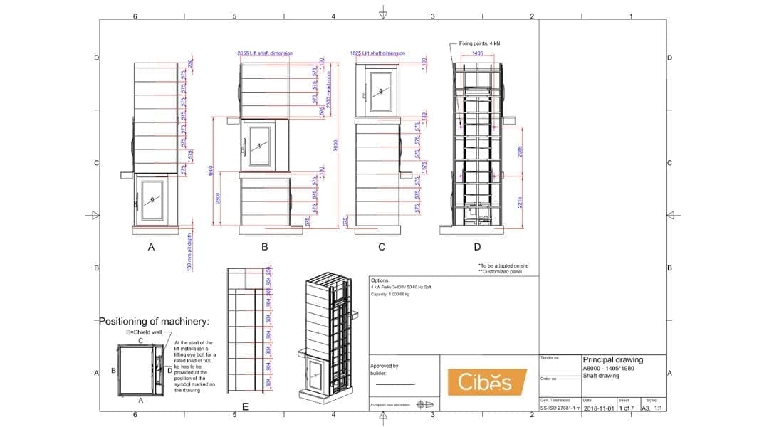 ตัวอย่างแบบลิฟท์ Cibes Extra