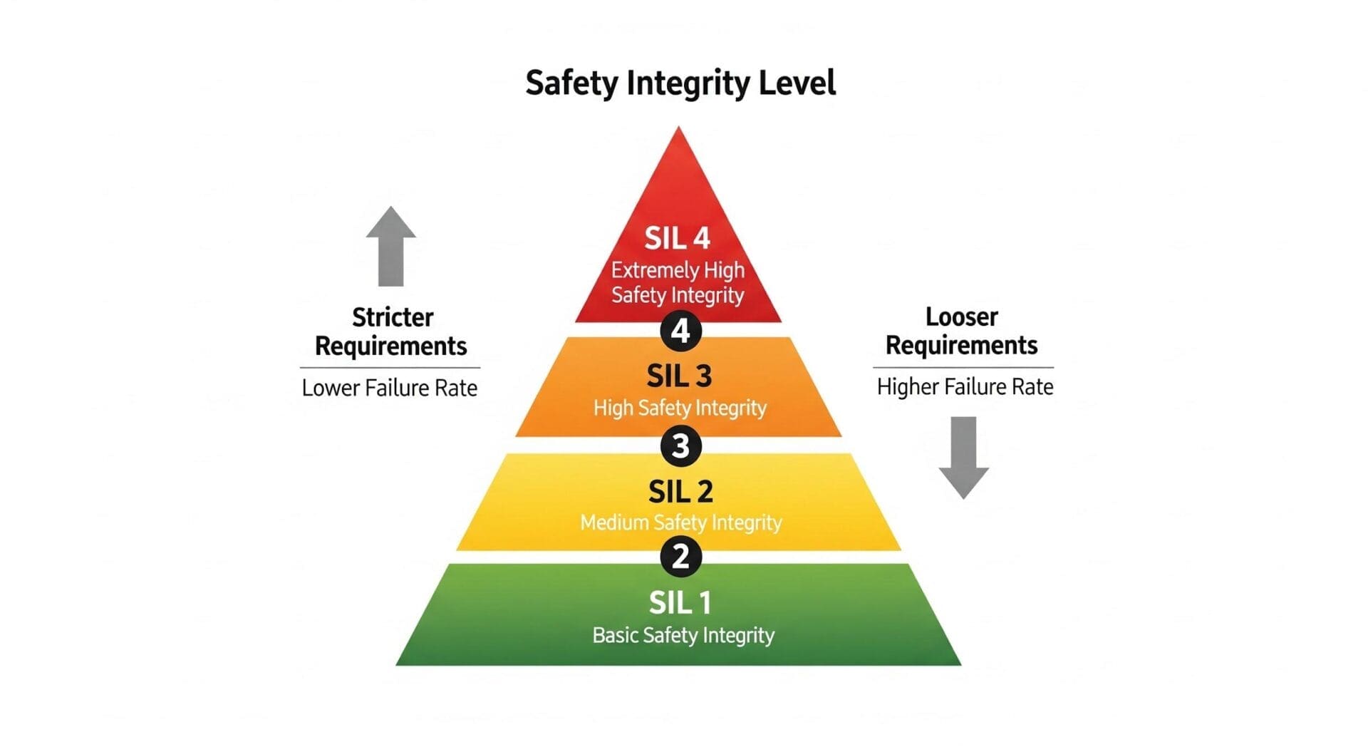 มาตรฐาน SIL แบ่งออกเป็น 4 ระดับ (SIL 1 ถึง SIL 4) มาตรฐาน SIL แบ่งออกเป็น 4 ระดับ (SIL 1 ถึง SIL 4)